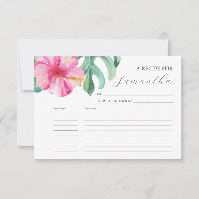 Printable Recipe Cards Watercolor Flowers (Front)