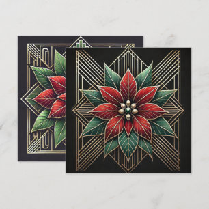 Printable Retro Art Deco Poinsettia Scrapbook Invitation
