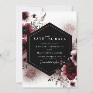 Printable Rustic Burgundy Wedding Save The Date