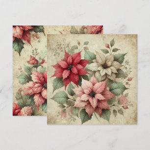 Printable Shabby Chic Linen Poinsettias Scrapbook Invitation
