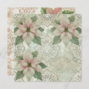 Printable Shabby Chic Poinsettia & Lace Scrapbook Invitation