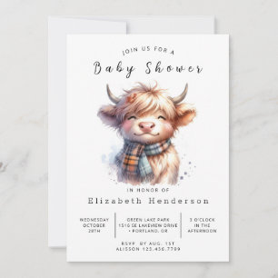 Printable Simple Farm Cow Baby Shower Invitation