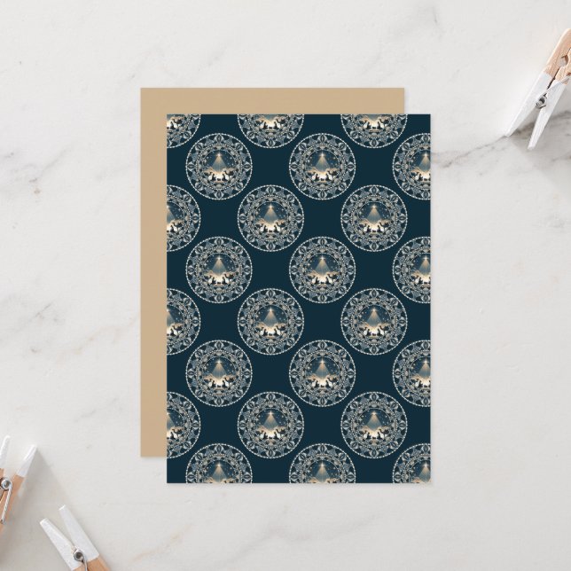 Printable Star of Wonder Festive Polka Dot Mandala Invitation (Front/Back In Situ)