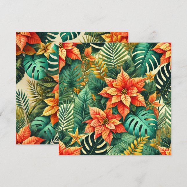 Printable Tropical Christmas Poinsettia Scrapbook Invitation (Front/Back)