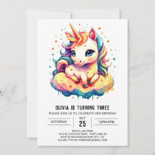 Printable Unicorn Birthday Whimsy Invitation