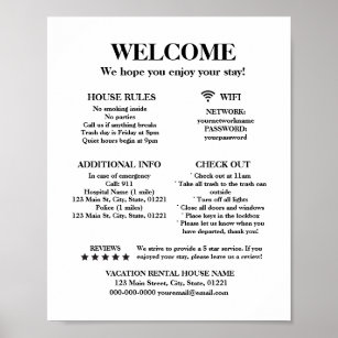 Printable Vacation Rental Welcome Information Poster