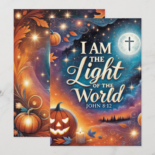 Printable Vibrant Christian Halloween Scripture Invitation (Front/Back)