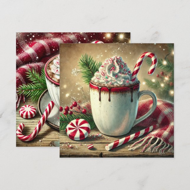 Printable Vintage Christmas Peppermint Mocha Invitation (Front/Back)