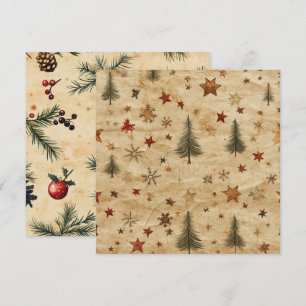 Printable Vintage Christmas Pine on Parchment Invitation