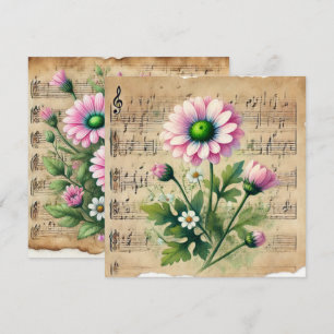 Printable Vintage Pink & Green Daisies Scrapbook Invitation