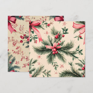 Printable Vintage Pinkmas Branches Bows & Berries Invitation