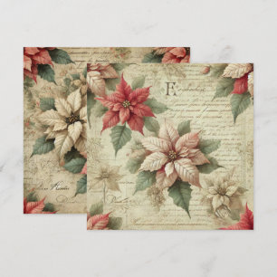 Printable Vintage Poinsettia on Script Scrapbook Invitation