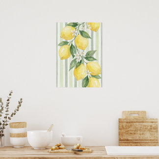 Printable Wall Art Lemon Watercolor Botanical 