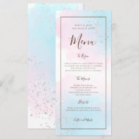 Printable Watercolor Pink Blue Silver Wedding Menu