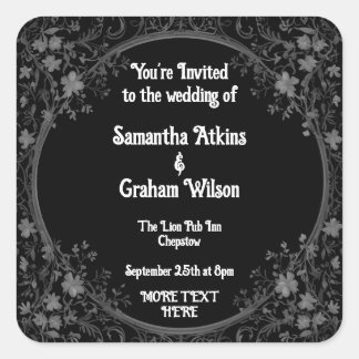 Printable wedding invitation template square sticker