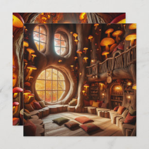 Printable Whimsical Autumn Hollow Tree Scrapbook Invitation