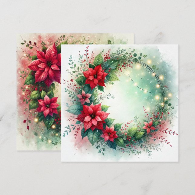 Printable Whimsical Christmas Poinsettia Scrapbook Invitation (Front/Back)
