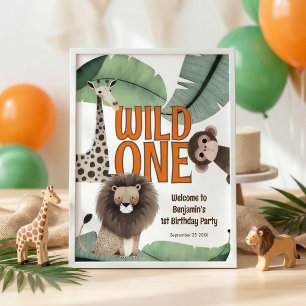 Printable Wild One Safari Welcome 1st Birthday Poster
