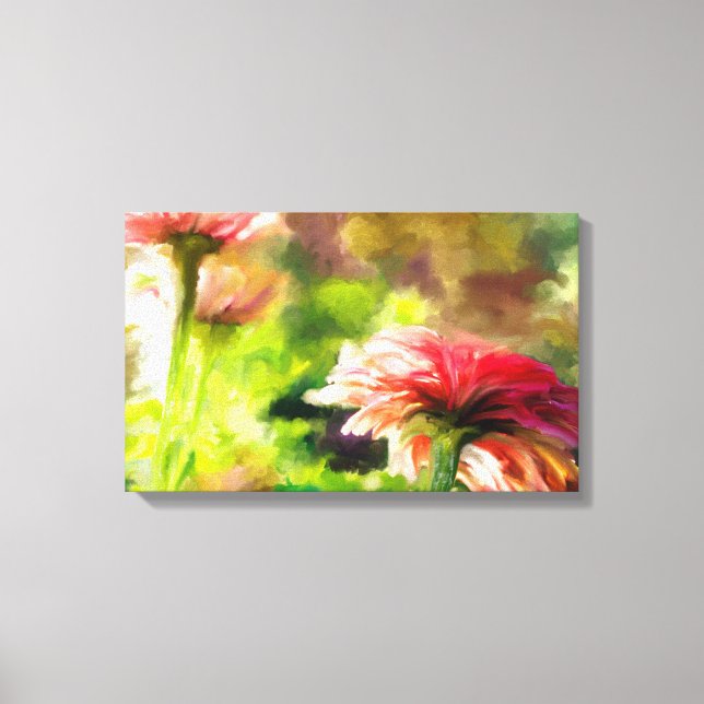 Printable Wildflower Field Landscape Oil Painting Canvas Print (Front)
