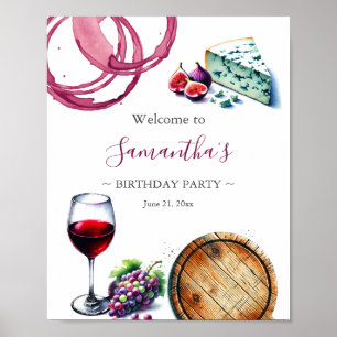 Printable Wine Theme Birthday Welcome Signs