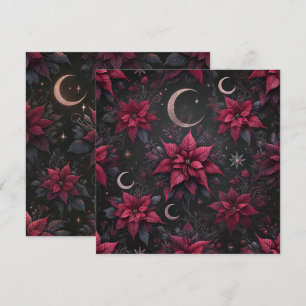 Printable Witchy Dark Moon Poinsettia Scrapbook Invitation