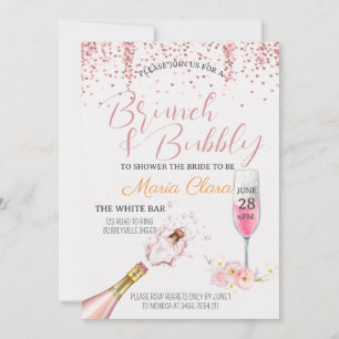 Printadorable - Brunch & Bubbly Pink Champange  Invitation