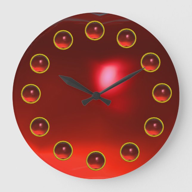 PRINTED 3D RED RUBY GEMSTONES LARGE CLOCK (Front)