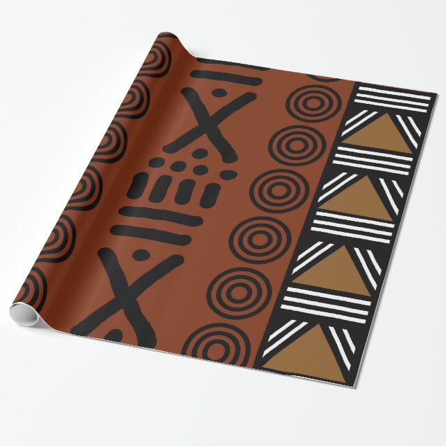 Printed African Bogolan Gift Wrapping Paper (Unrolled)