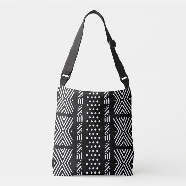 Printed African Mud Cloth Design Tote Bag (Front)