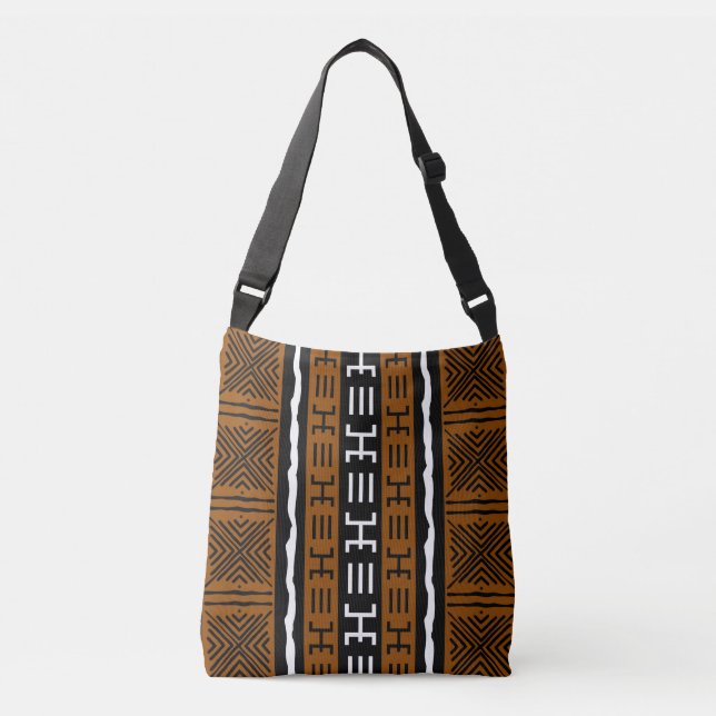 Printed African Mud Cloth Design Tote Bag (Front)
