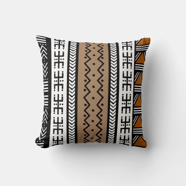 Printed African Mud Cloth Design Tote Bag Throw Pi Pillow (Front)