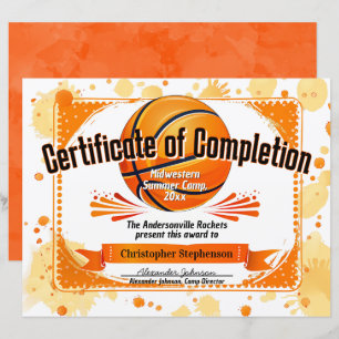 Printed Basketball Summer Camp League Team Award