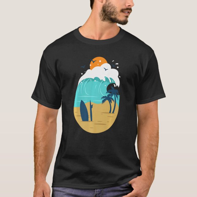 Printed Beach Illustration For Summer Vacay Or Vac T-Shirt (Front)