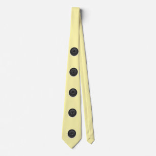 Printed black button design-cream tie