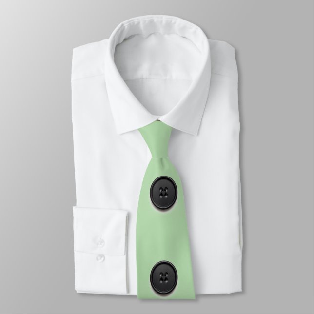 Printed black button design-pale green tie (Tied)