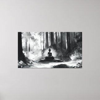 Printed Black White Buddha wall arts Canvas Print
