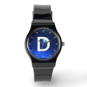 PRINTED BLUE TOPAZ GEMSTONE MONOGRAM WATCH