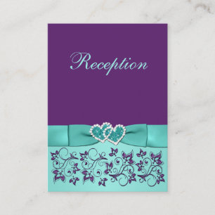 PRINTED BOW Aqua, Purple Reception Enclosure Card