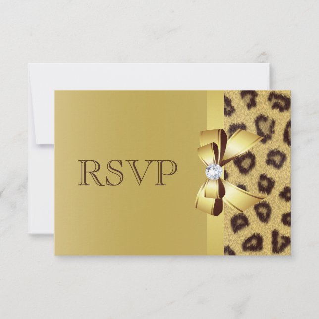 Printed Bow, Diamond & Leopard Print RSVP (Front)