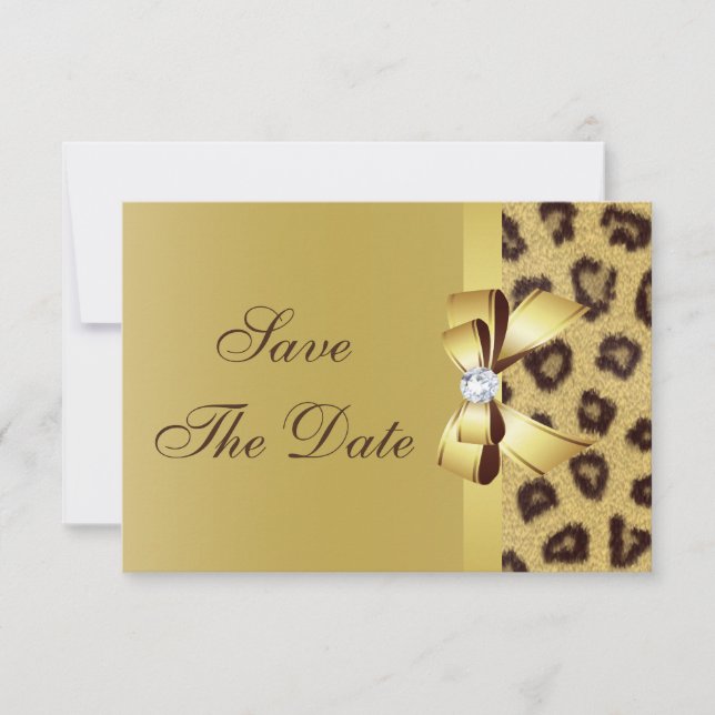 Printed Bow, Diamond & Leopard Print Save the Date (Front)