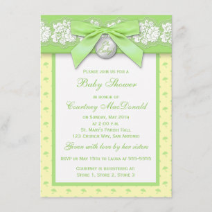 PRINTED BOW Floral Lace Baby Shower Invite