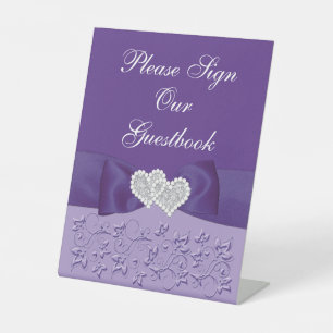 PRINTED BOW Purple White Floral Wedding Sign