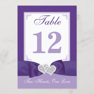 PRINTED BOW Purple White Table Number Card