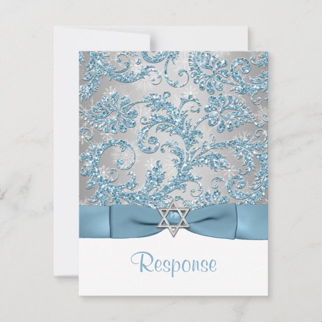 PRINTED BOW - Winter Wonderland Bat Mitzvah RSVP 2 (Front)