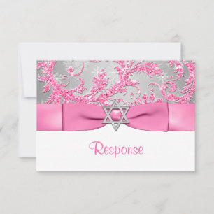 PRINTED BOW - Winter Wonderland Bat Mitzvah RSVP 2 Card