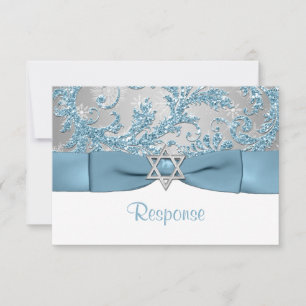PRINTED BOW - Winter Wonderland Bat Mitzvah RSVP Card