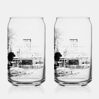 Printed can glass set(set of 2)16ounces