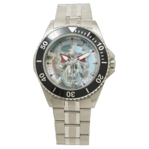 PRINTED CHROME SKULL Red  Ruby Gems Watch