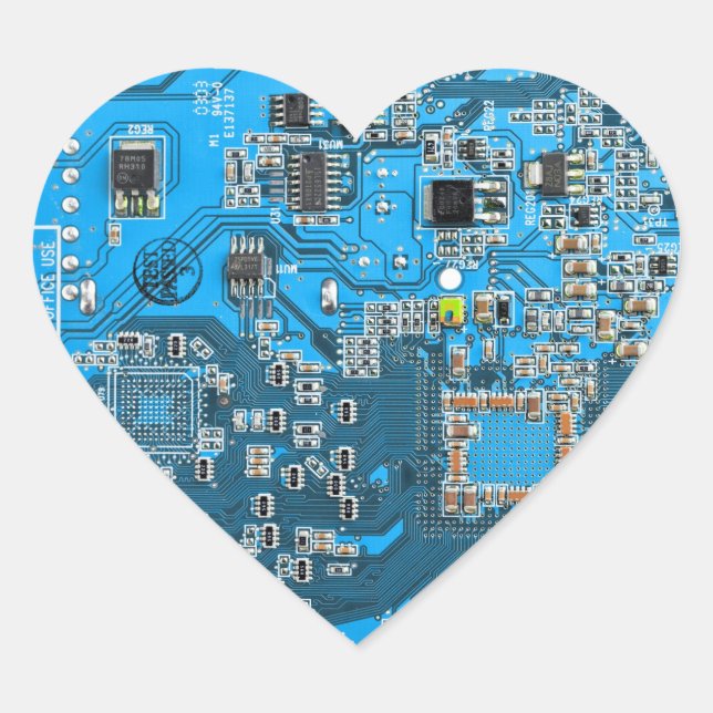 Printed Circuit Assembly PCB Blue Circuit Board Heart Sticker (Front)