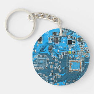 Printed Circuit Assembly PCB Blue Circuit Board Keychain